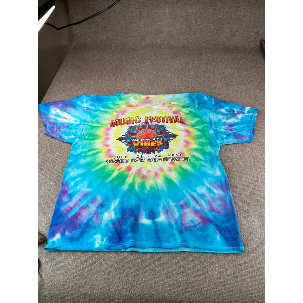 Hanes Gathering of the Vibes 2011 Music Festival Tie Dye Shirt XL Bridgeport CT